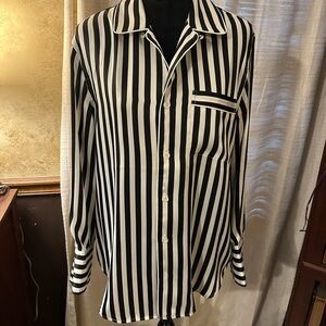 Ralph Lauren Black and White Striped Womens oversized Shirt